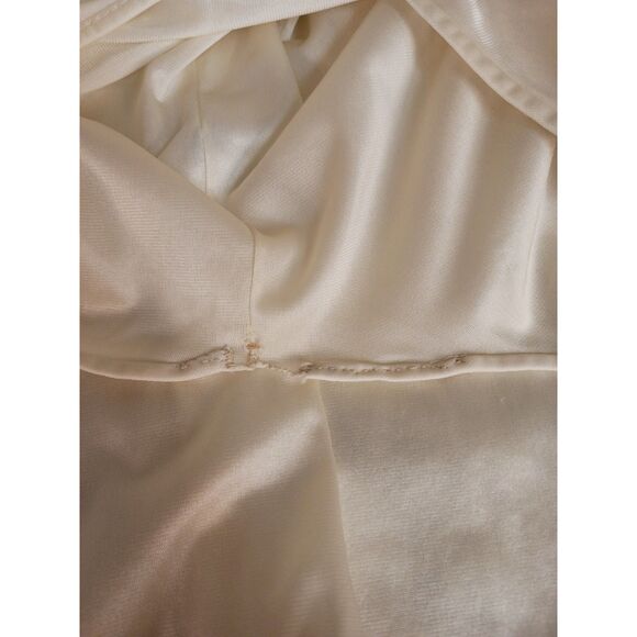 Vintage Repaired Cream High Neck Flowy Slip Dress - Picture 10 of 15